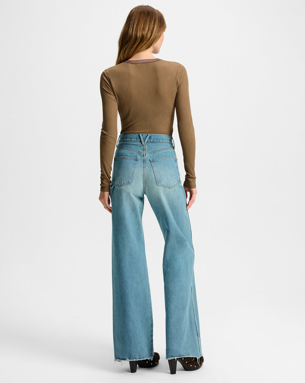 Veronica Beard Taylor Wide-Leg Jean with Chaps - Blue Glare