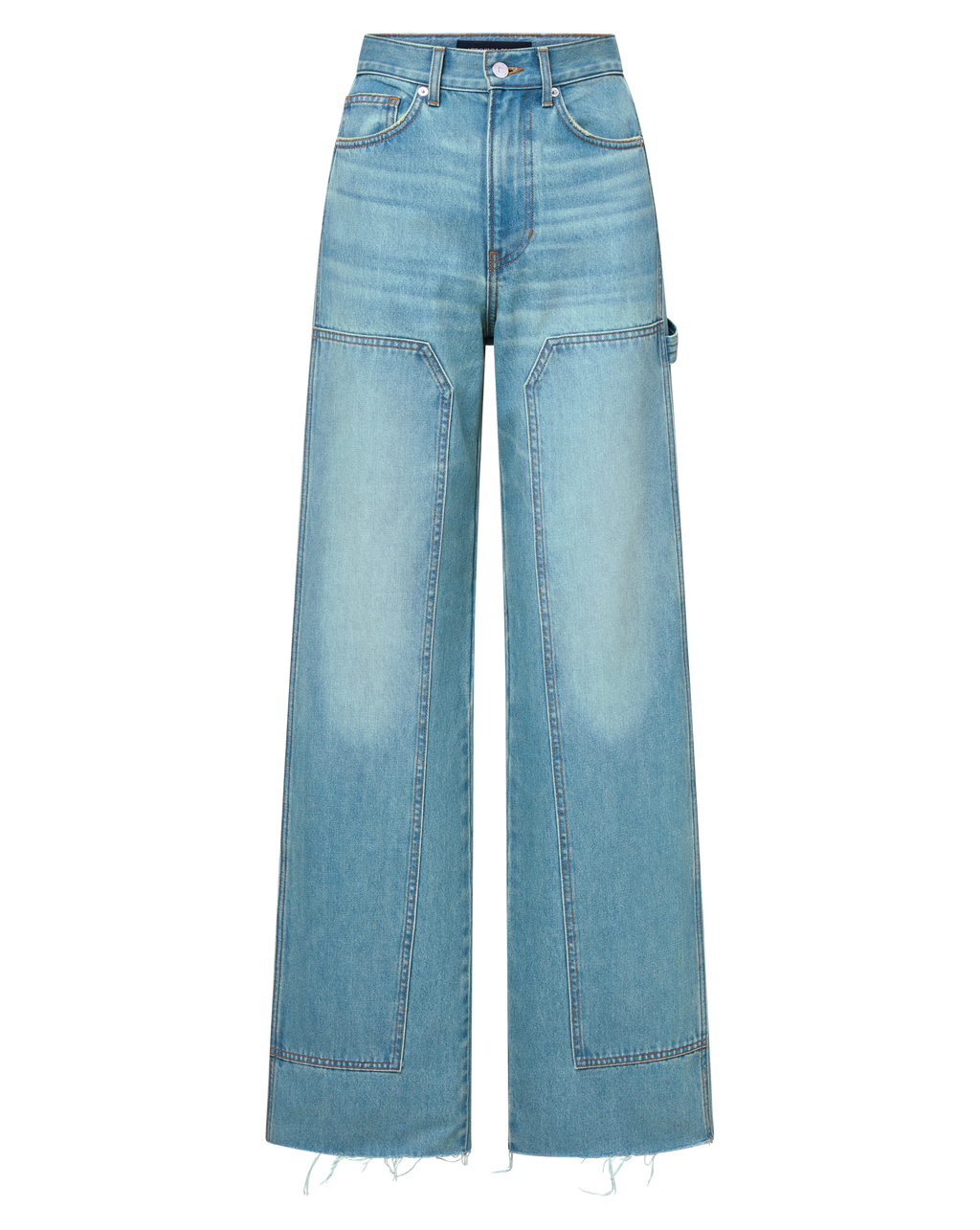 Veronica Beard Taylor Wide-Leg Jean with Chaps - Blue Glare
