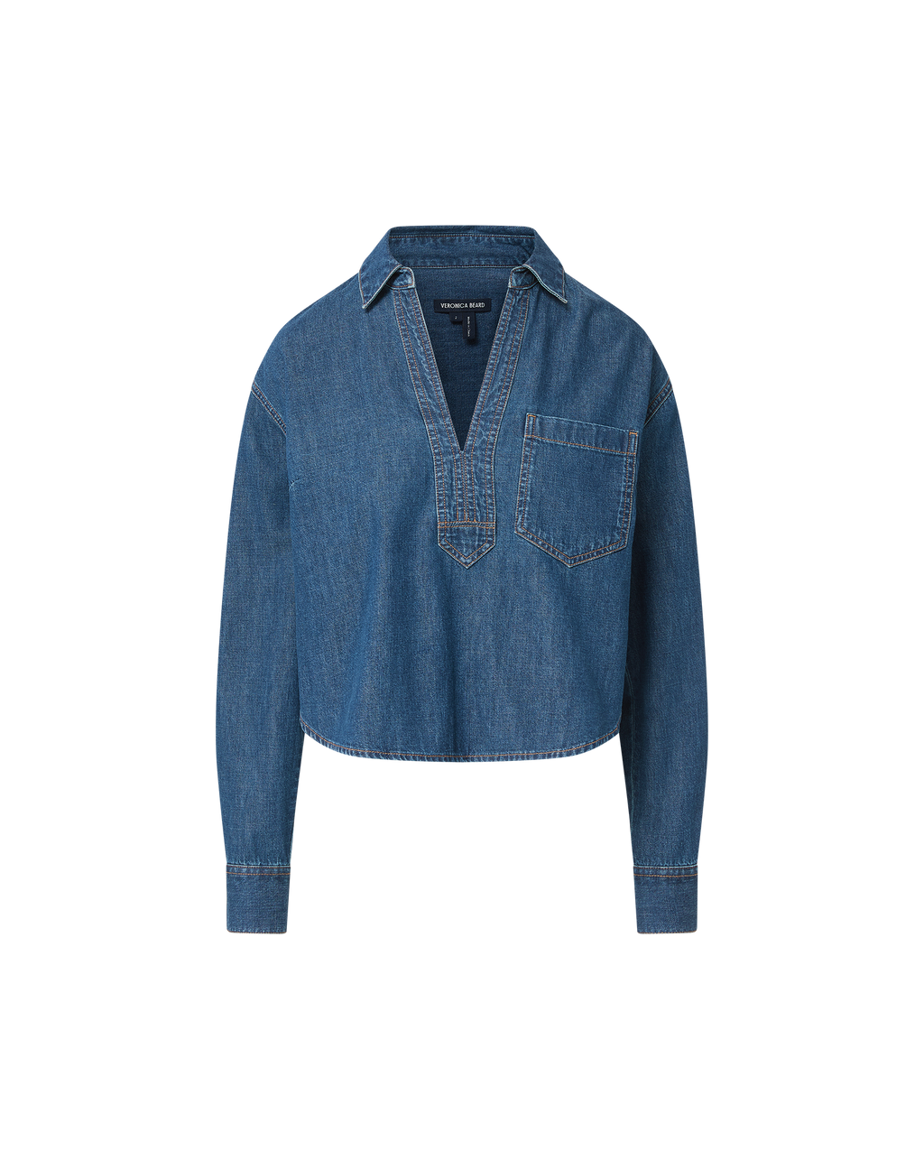 Veronica Beard Khai Denim Blouse - Bright Blue