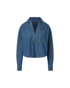 Veronica Beard Khai Denim Blouse - Bright Blue