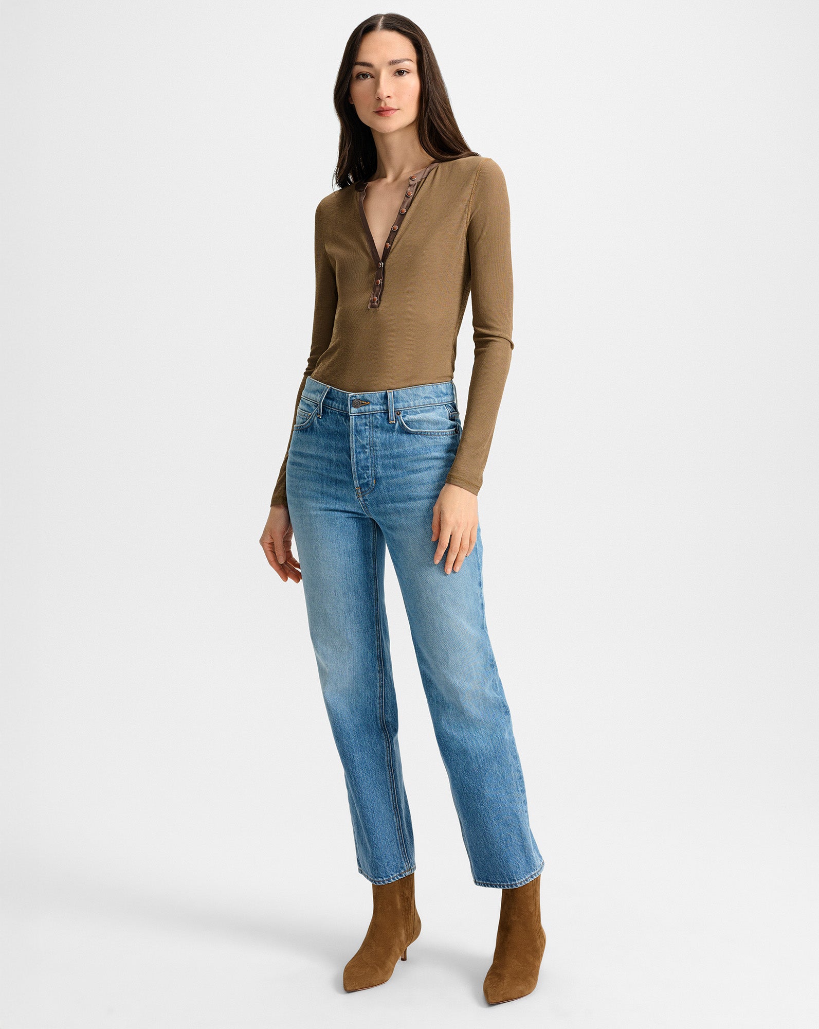Veronica Beard Leah Straight-Leg Jean - Lakeshore Blush