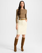 Veronica Beard Rian Denim Midi Skirt - Ecru
