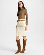 Veronica Beard Rian Denim Midi Skirt - Ecru
