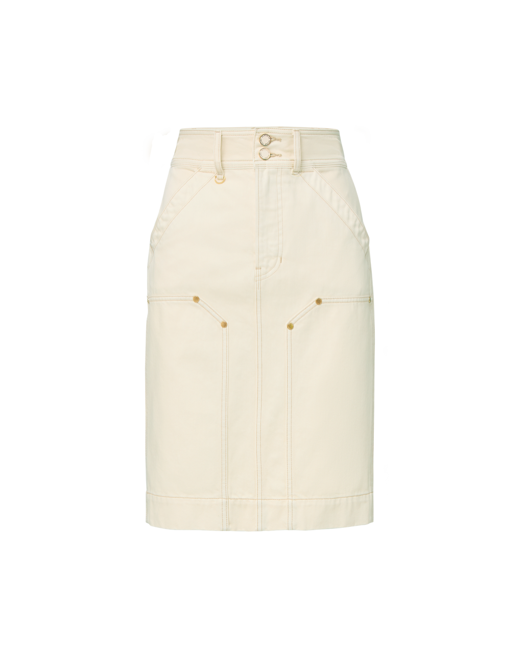 Veronica Beard Rian Denim Midi Skirt - Ecru