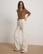 Veronica Beard Crosbie Slim Wide-Leg Jean - Ecru