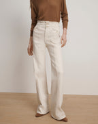Veronica Beard Crosbie Slim Wide-Leg Jean - Ecru