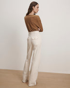 Veronica Beard Crosbie Slim Wide-Leg Jean - Ecru