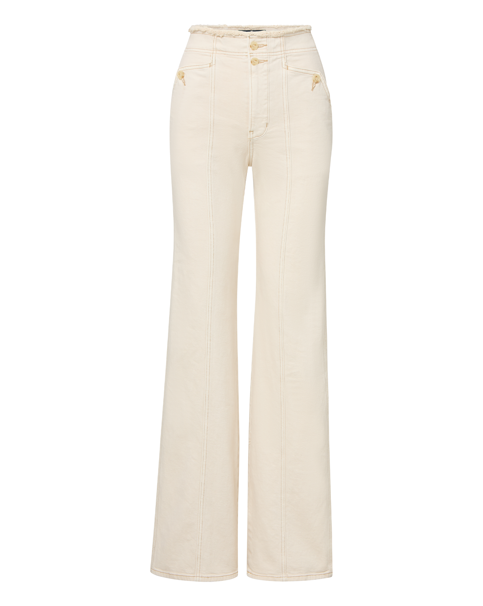 Veronica Beard Crosbie Slim Wide-Leg Jean - Ecru