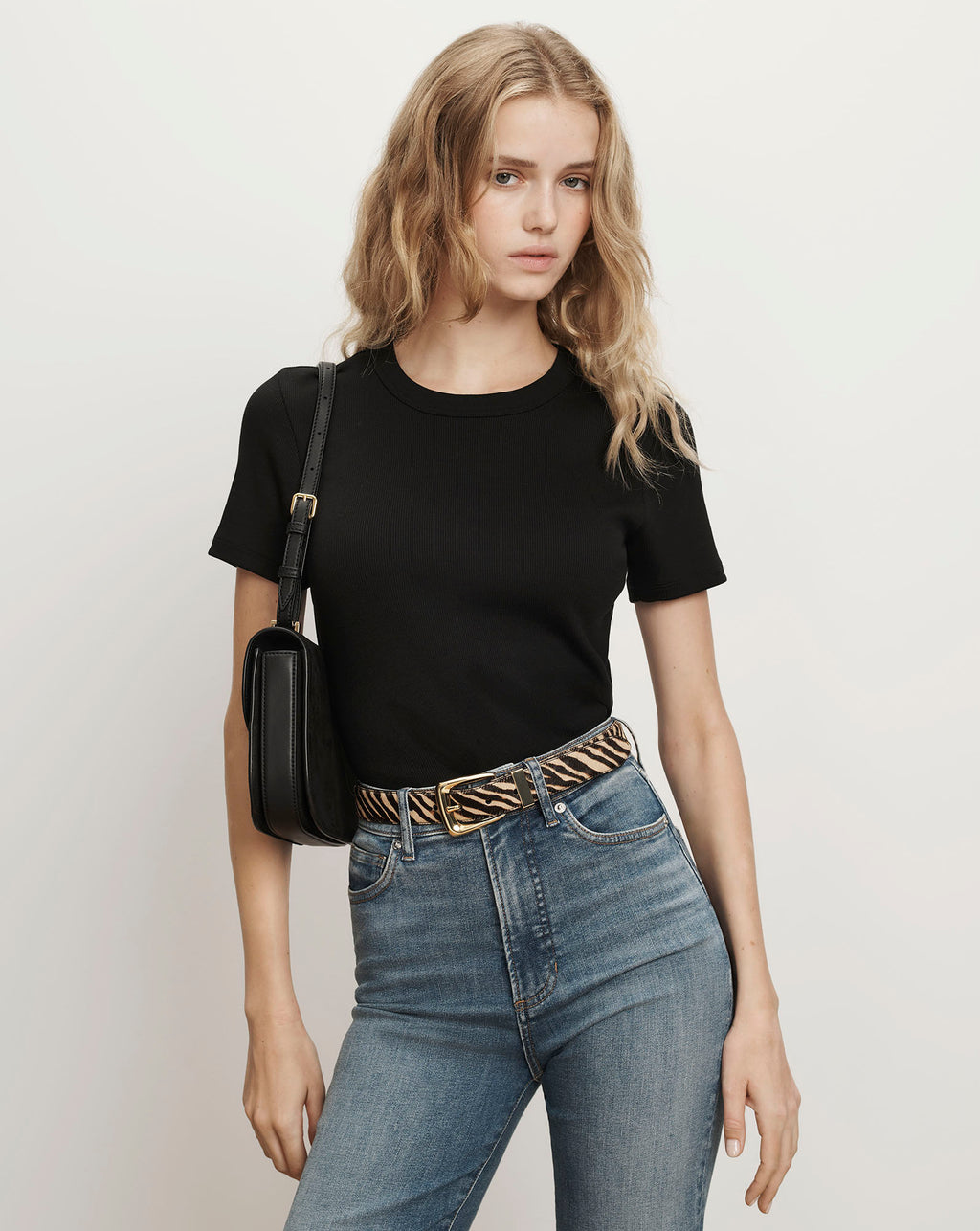 Veronica Beard Black ribbed short-sleeve t-shirt