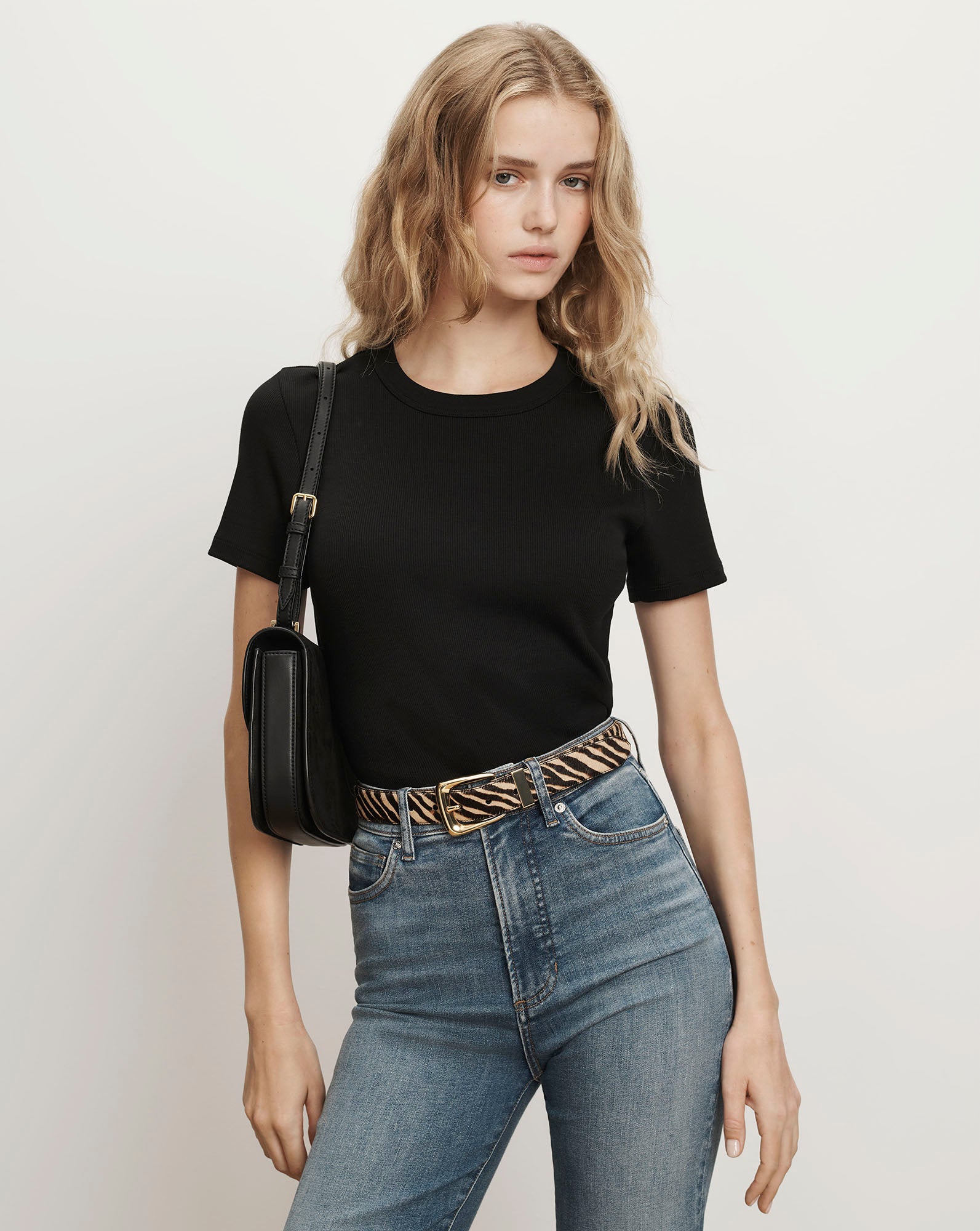 Veronica Beard Black ribbed short-sleeve t-shirt