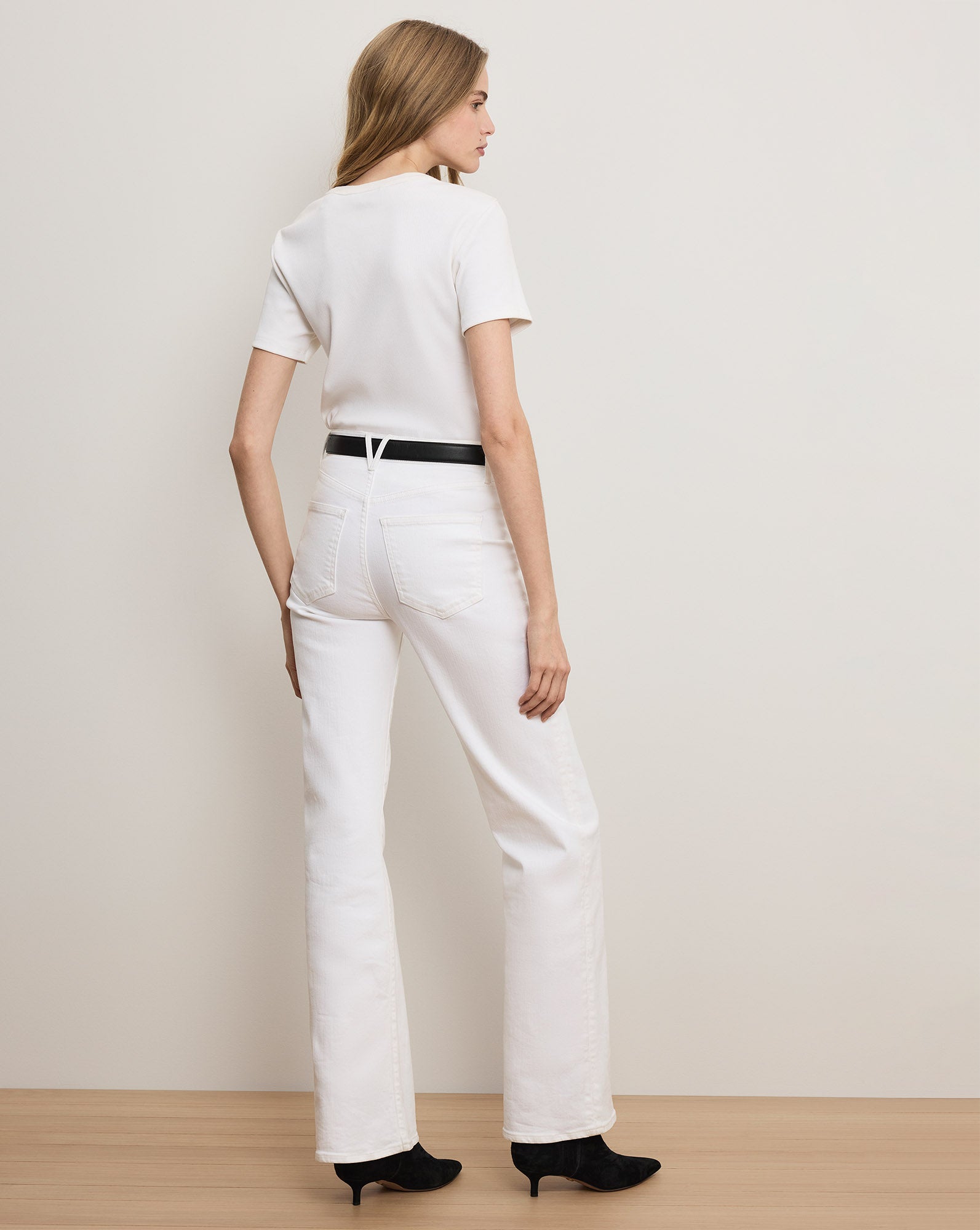 Pruitt Ribbed Tee in White | Veronica Beard