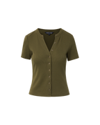 Veronica Beard Dilia Button-Down T-Shirt - Cypress