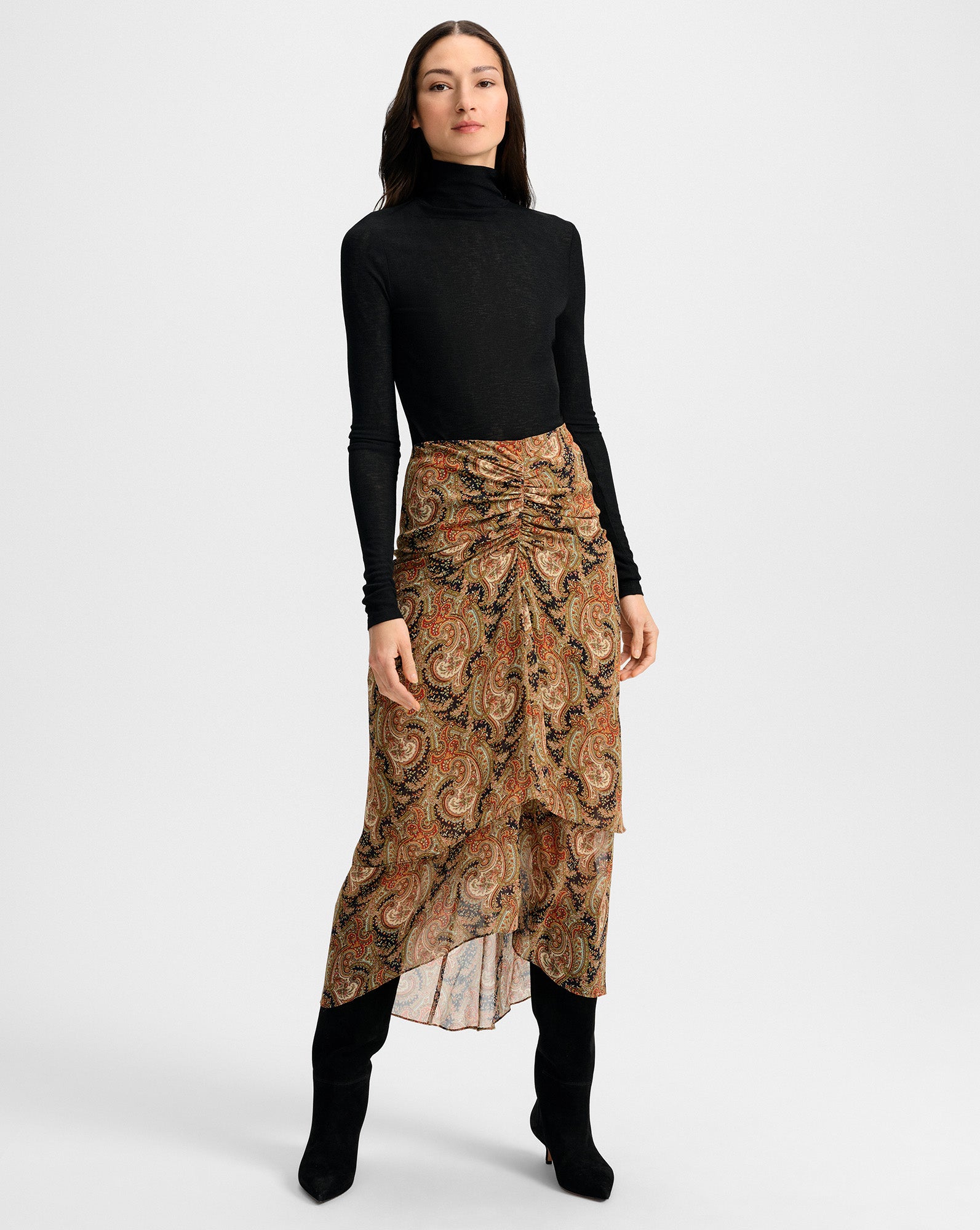 Wyeth Ribbed Turtleneck Top in Black | Veronica Beard