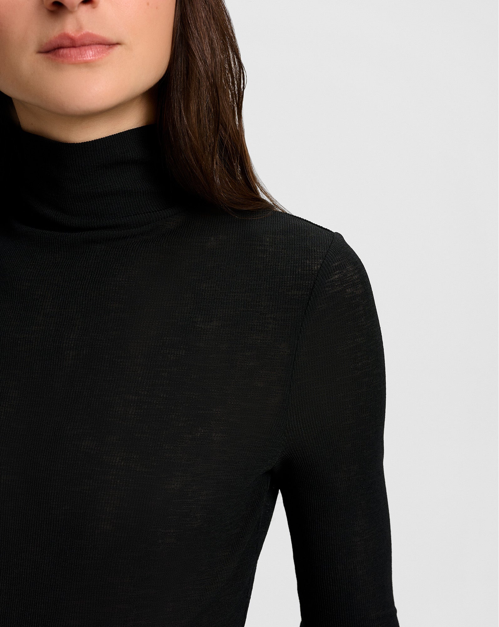 Wyeth Ribbed Turtleneck Top in Black | Veronica Beard