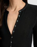 Veronica Beard Drexler Ribbed Henley Top