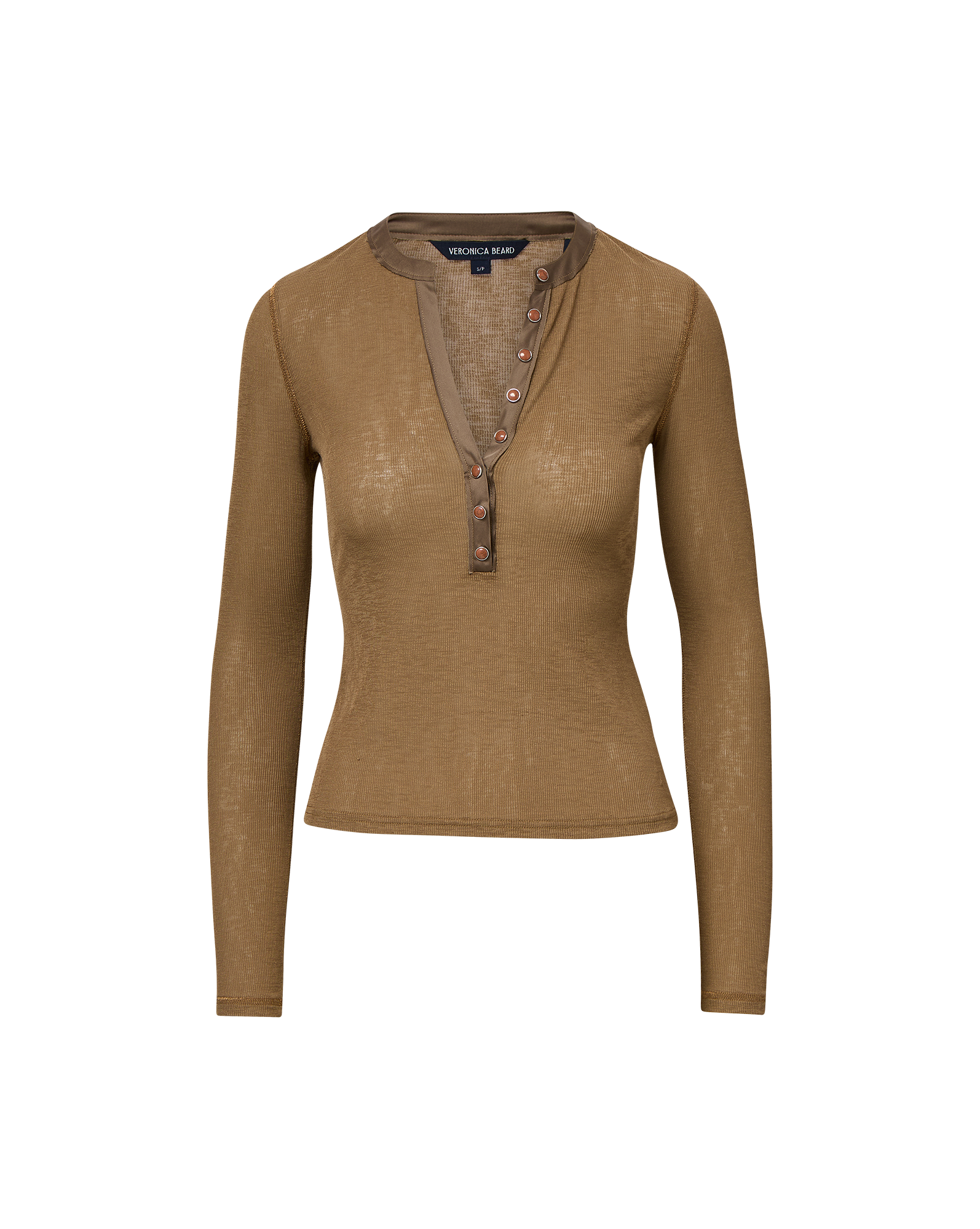 Drexler Ribbed Henley Top in Lichen | Veronica Beard