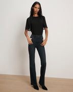 Veronica Beard Arisa Chiffon-Sleeve T-Shirt - Black