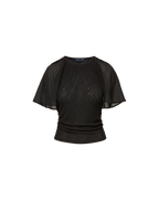 Veronica Beard Arisa Chiffon-Sleeve T-Shirt - Black