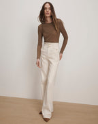 Veronica Beard Neita Ribbed Crewneck Top - Lichen