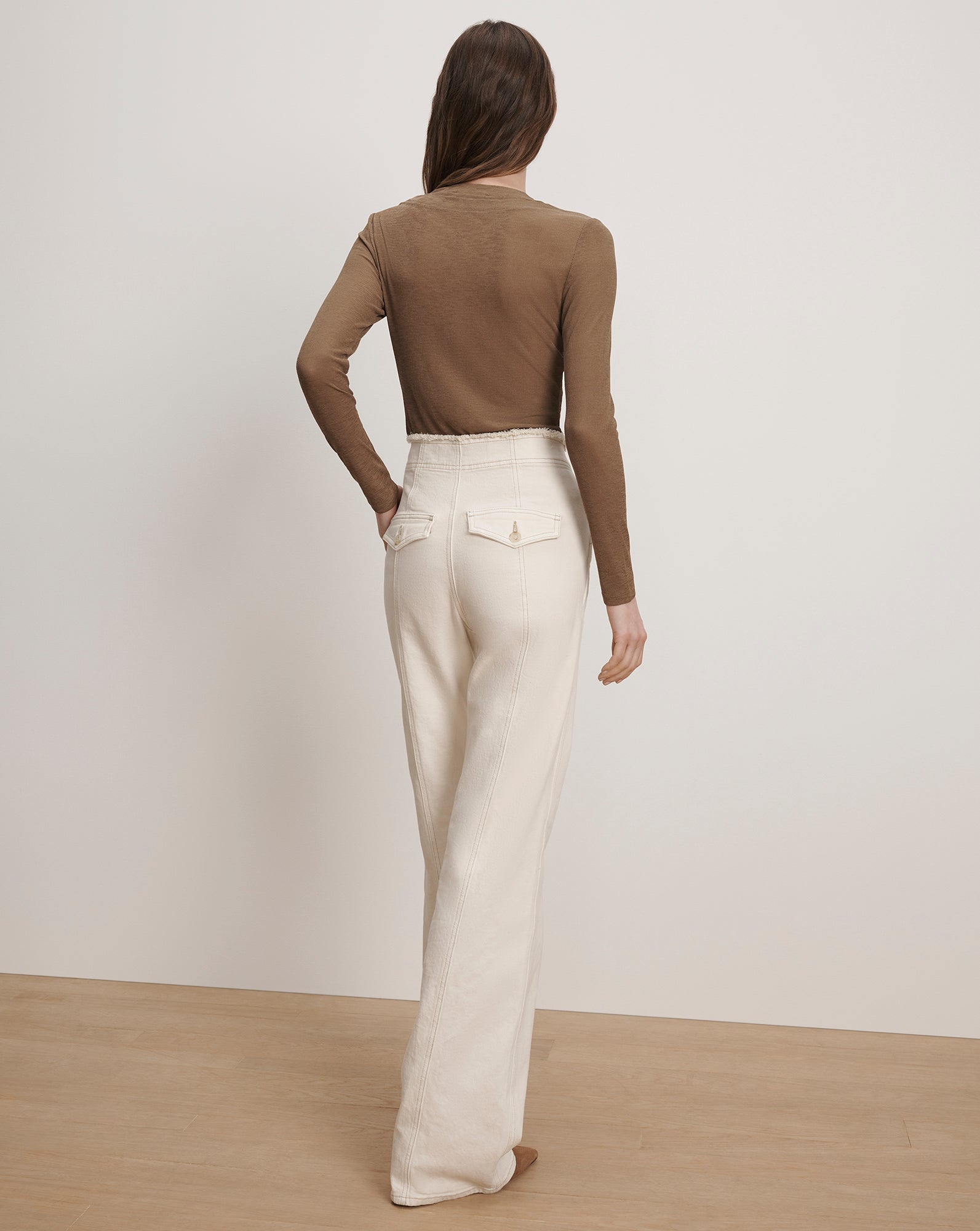 Veronica Beard Neita Ribbed Crewneck Top - Lichen