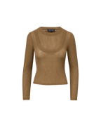 Veronica Beard Neita Ribbed Crewneck Top Lichen