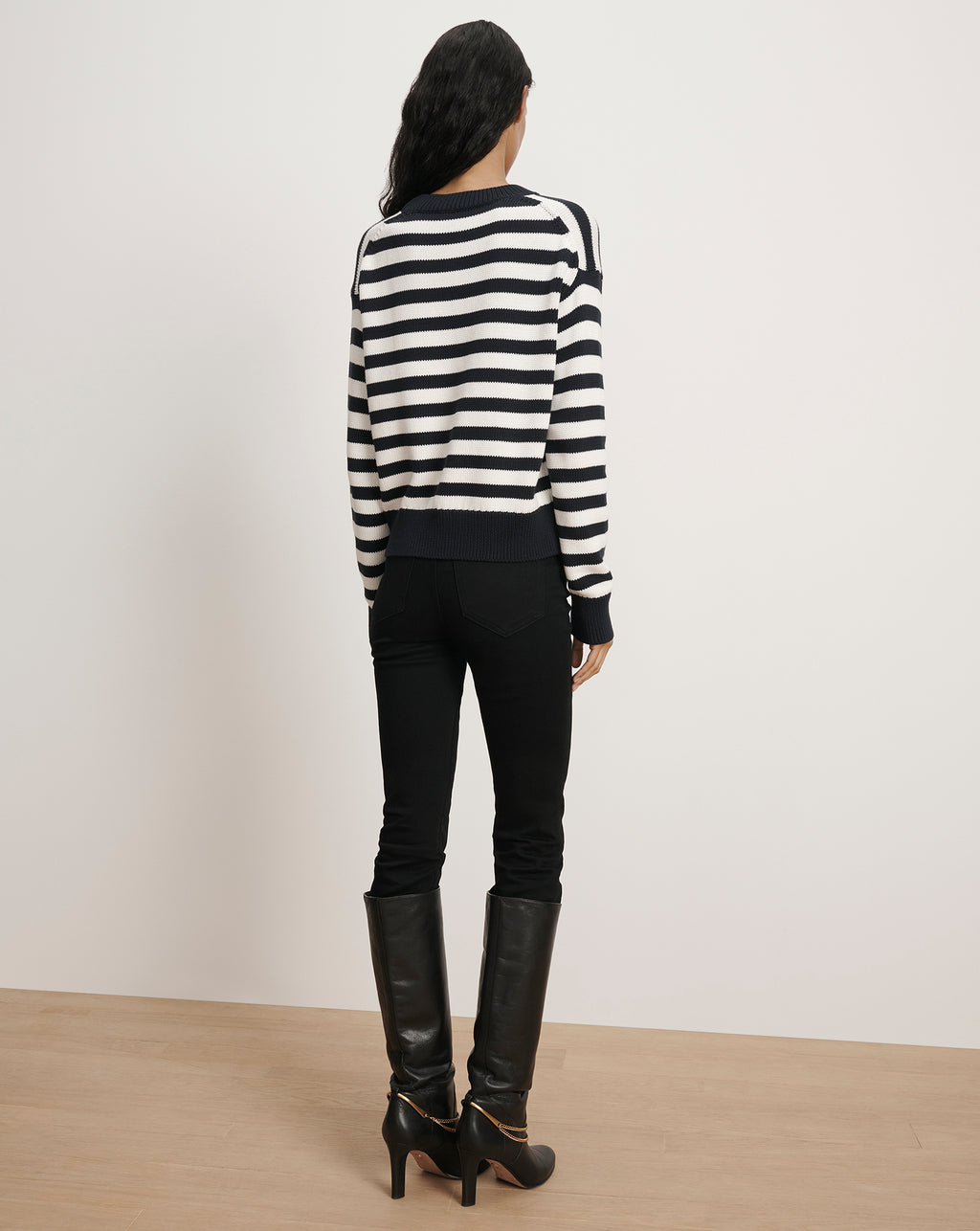 Veronica Beard Emile Striped Pullover - Navy/Dove