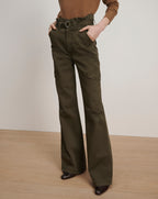 Veronica Beard Damara Wide-Leg Cargo Pant - Cypress