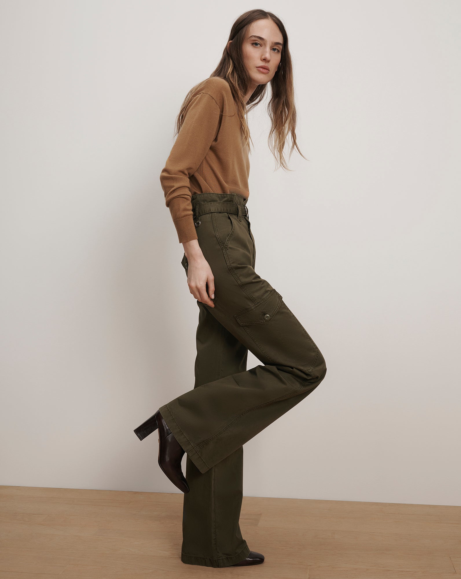 Veronica Beard Damara Wide-Leg Cargo Pant - Cypress