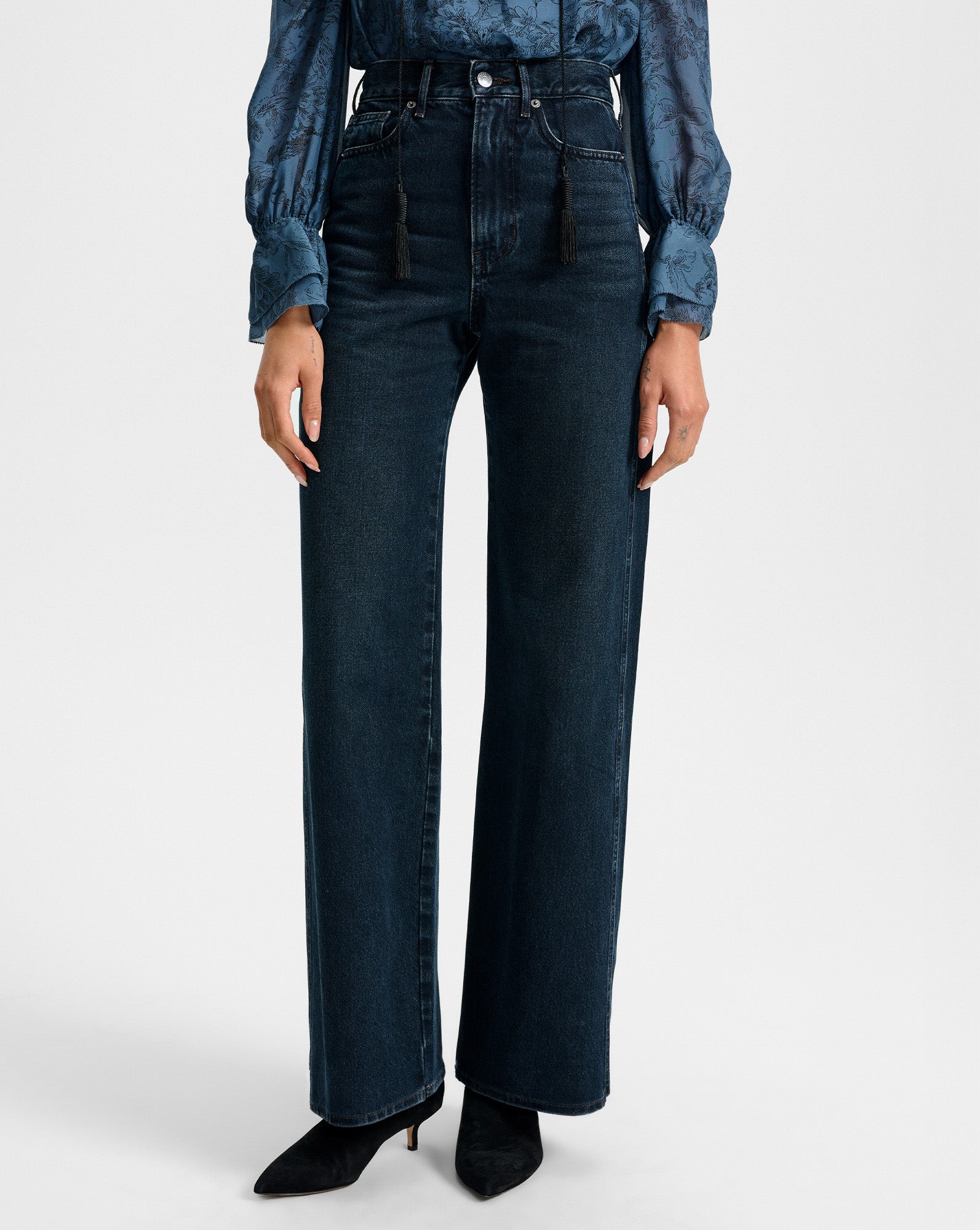 Taylor Wide-Leg Jean in Dark Blue Denim | Veronica Beard