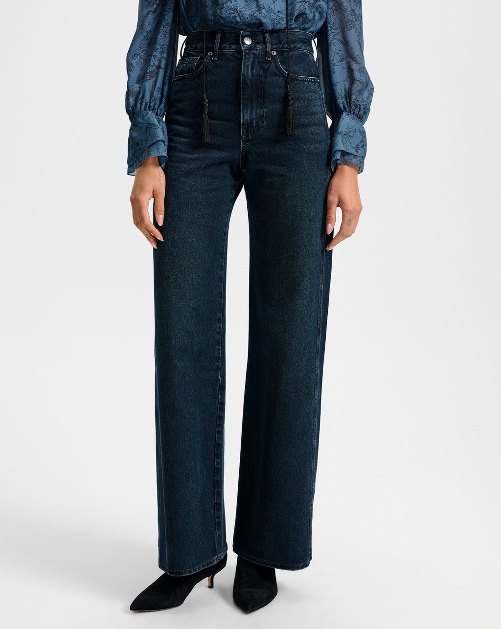 Veronica Beard Taylor Wide-Leg Jean - Dark Midnight