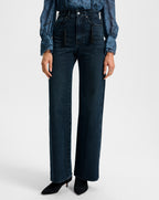 Veronica Beard Taylor Wide-Leg Jean - Dark Midnight