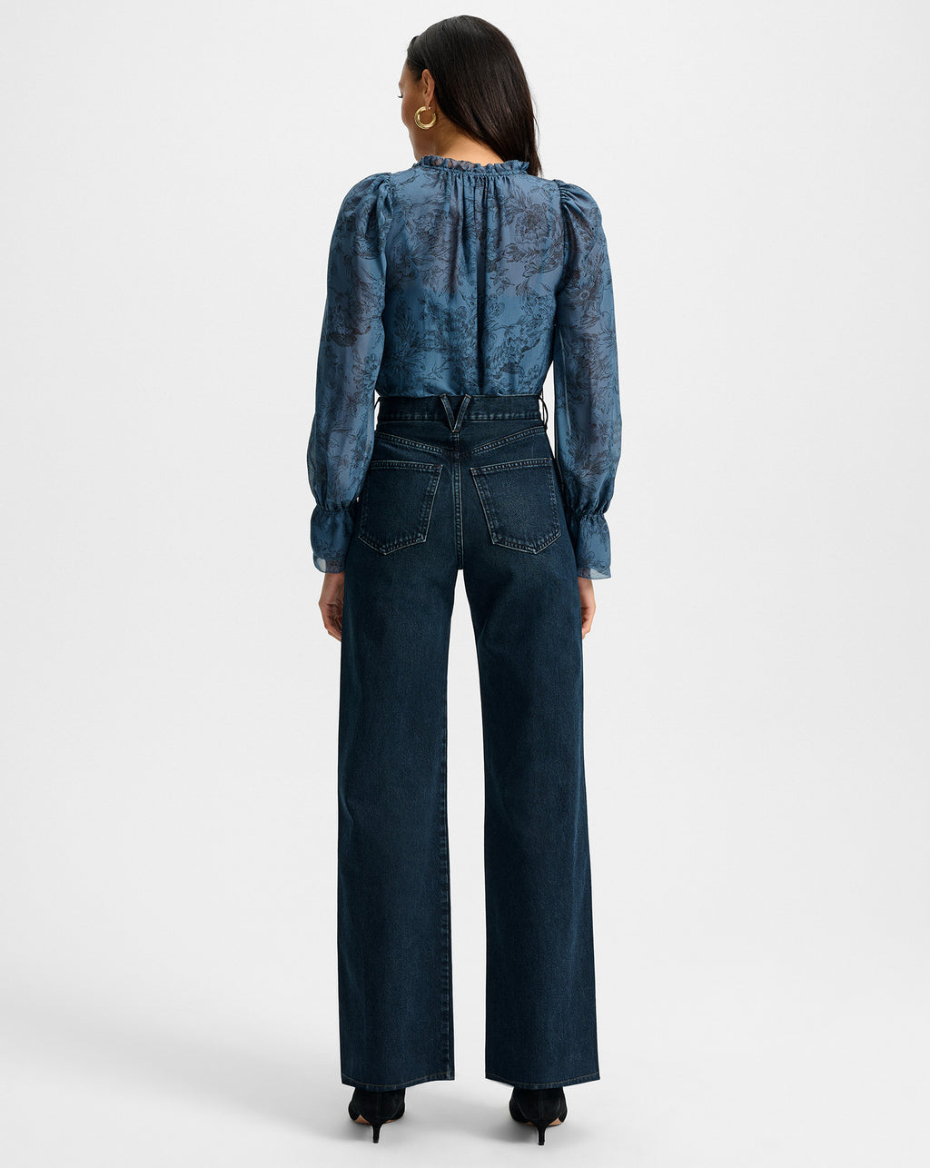 Veronica Beard Taylor Wide-Leg Jean - Dark Midnight