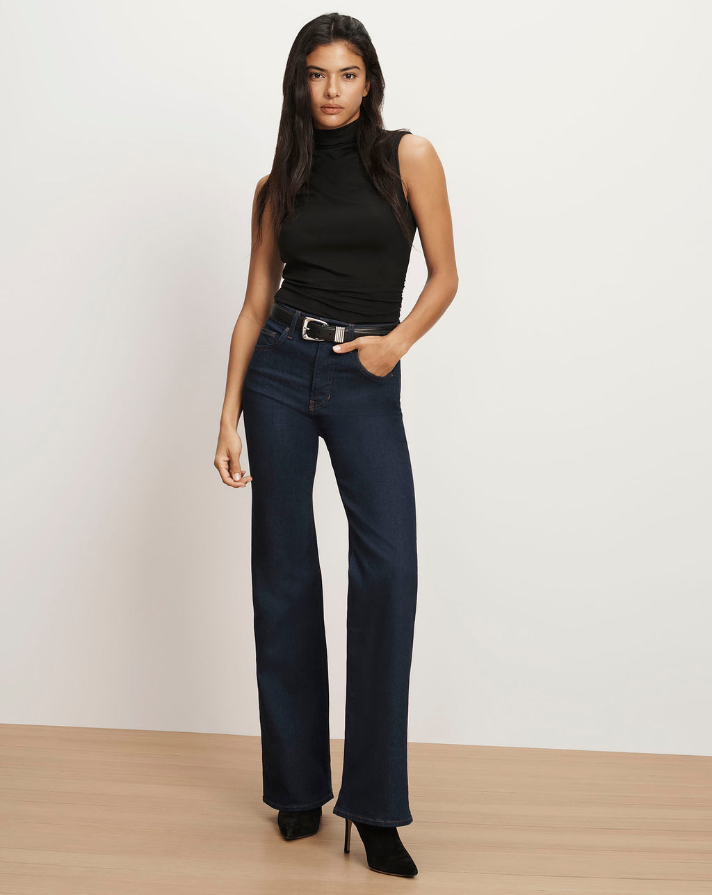 Veronica Beard Crosbie Slim Wide-Leg Jean - Indigo Rinse