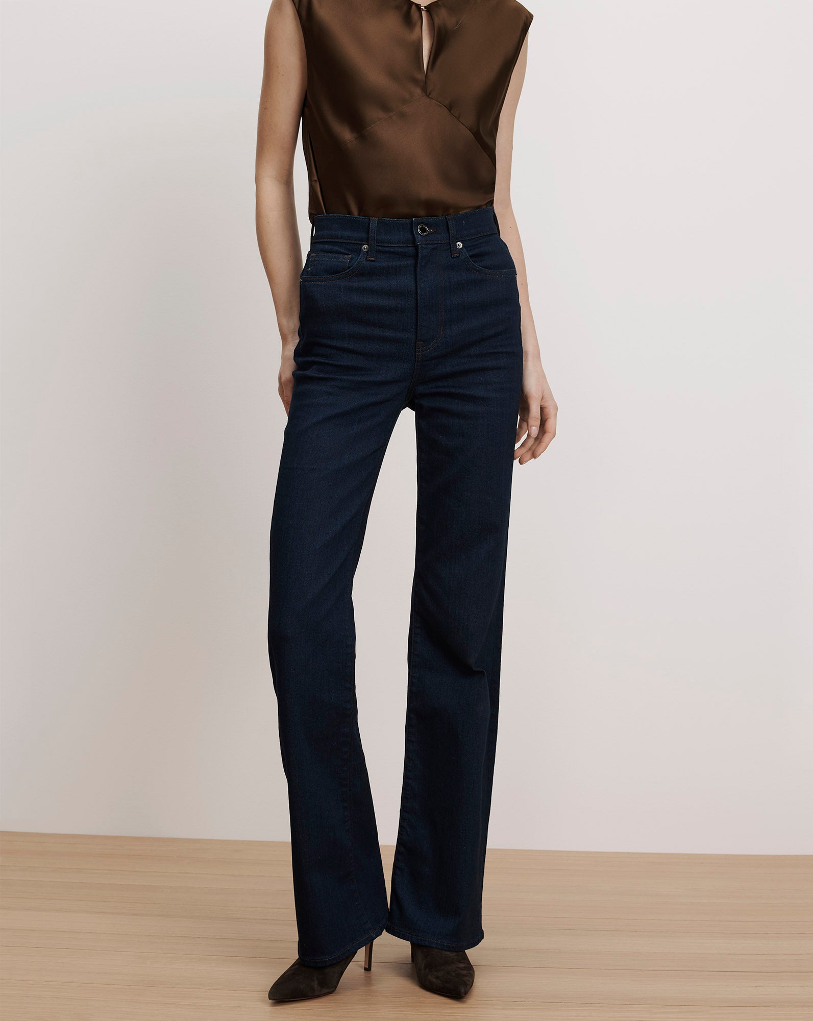 Crosbie Slim Wide-Leg Jean in Indigo Rinse | Veronica Beard