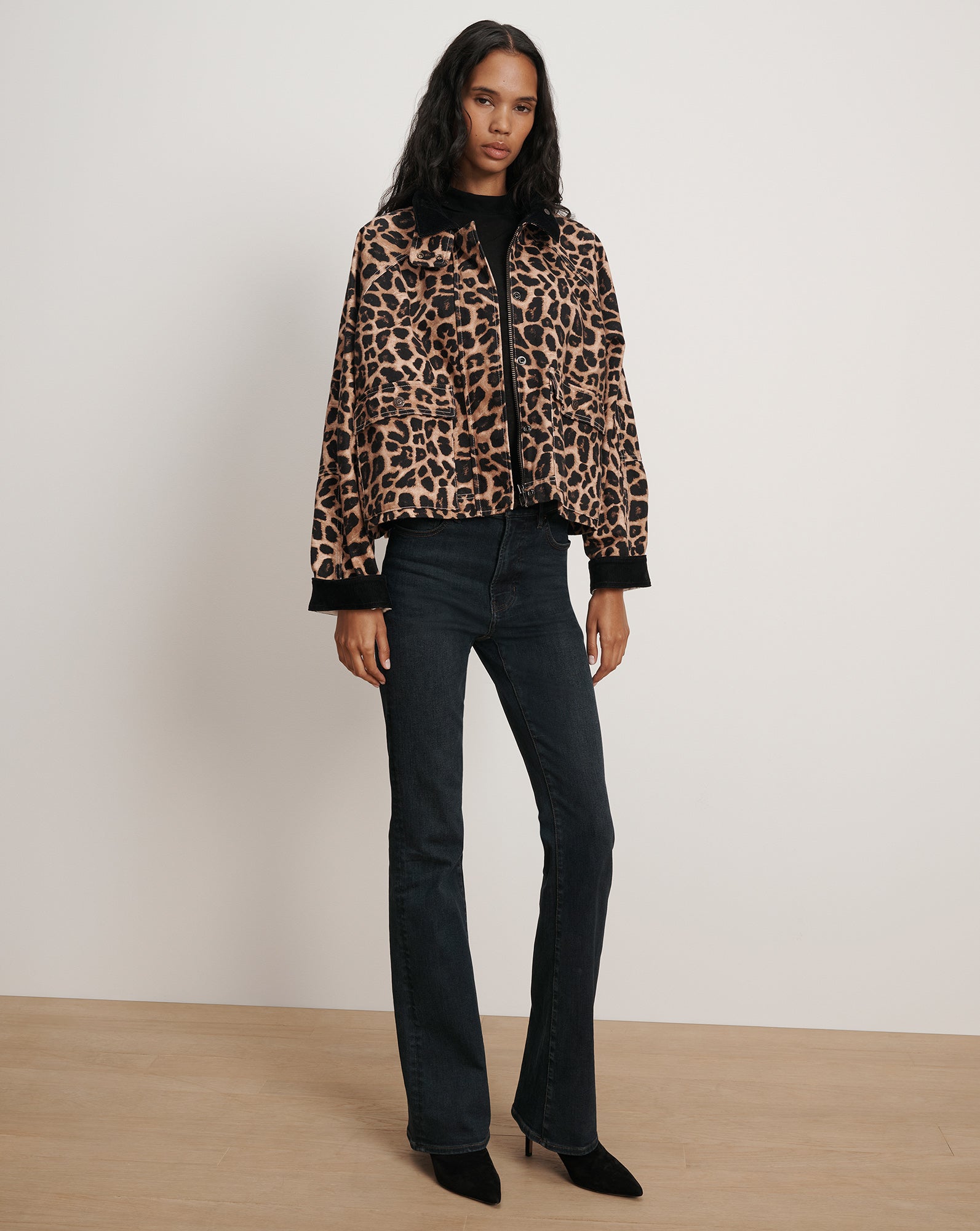 Arlo Leopard Chore Jacket in Washed Leopard Print | Veronica Beard