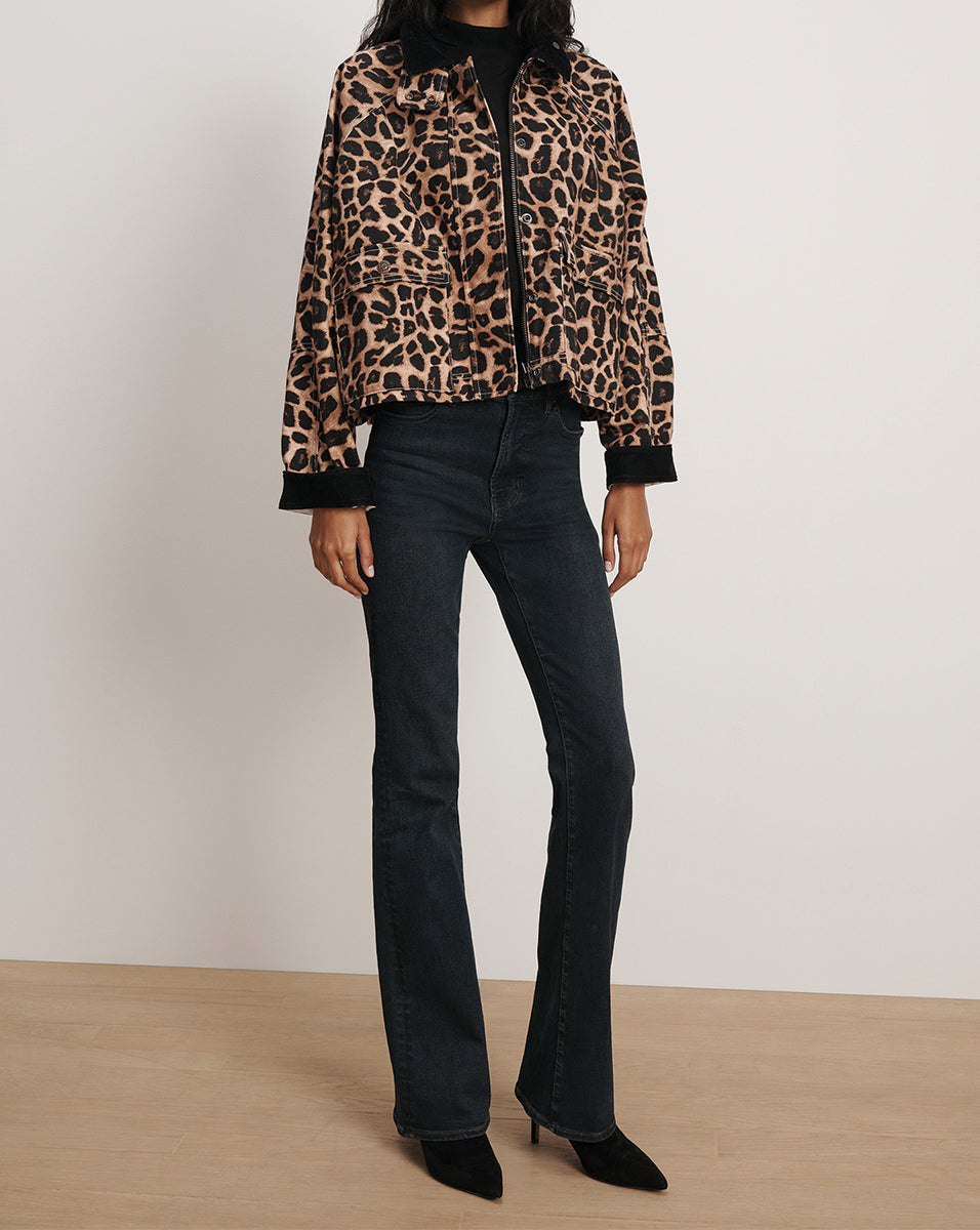 Arlo Leopard Chore Jacket in Washed Leopard Print | Veronica Beard