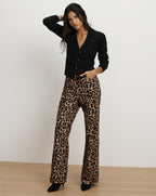 Veronica Beard Taylor Leopard Wide-Leg Jean - Washed Leopard