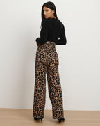 Veronica Beard Taylor Leopard Wide-Leg Jean - Washed Leopard