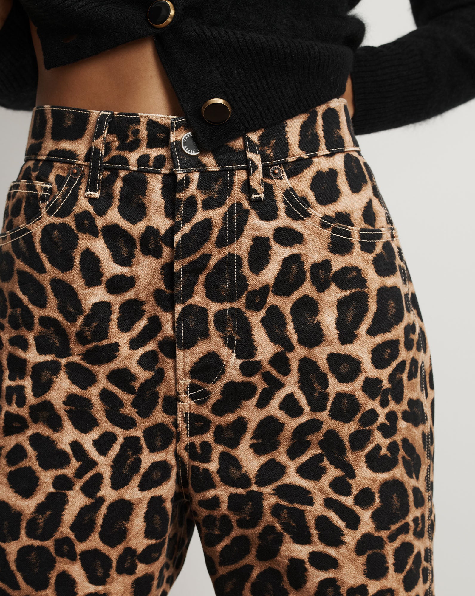 Veronica Beard Taylor Leopard Wide-Leg Jean - Washed Leopard