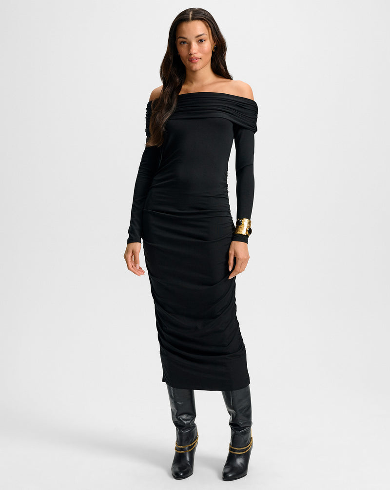 Theodora Wool Midi Dress in Medium Heather Grey