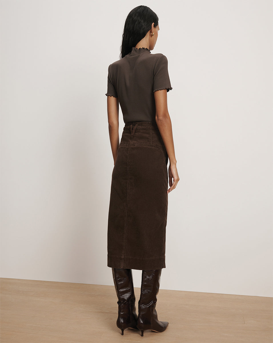 Veronica Beard Harden Purl-Trim T-Shirt - Dark Umber