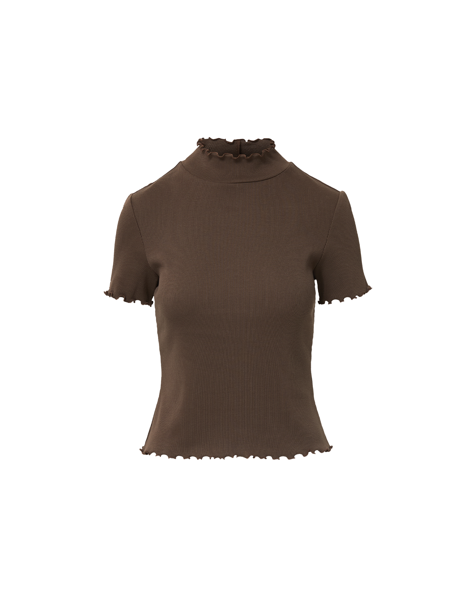 Harden Purl-Trim T-Shirt in Dark Brown Umber | Veronica Beard