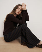 Veronica Beard Yadira Kick-Flare Pant - Navy/Dark Umber Multi