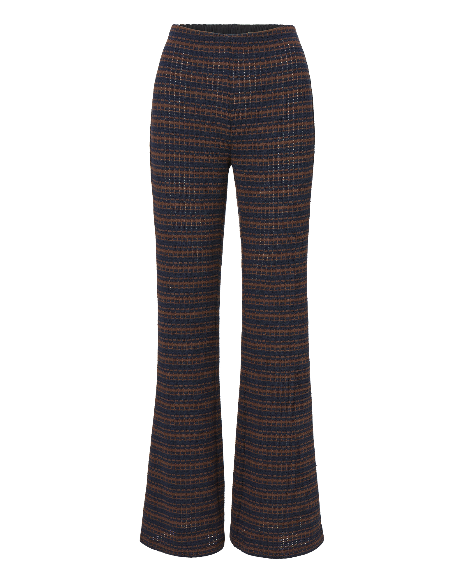 Yadira Kick-Flare Pant in Navy & Brown Stripes Navy/Dark Umber