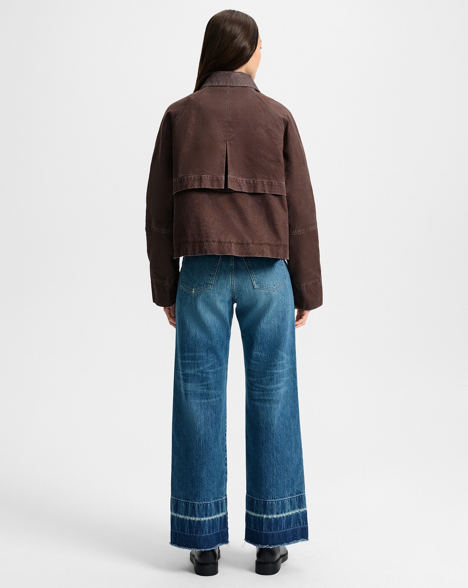 Arlo Canvas Chore Jacket in Dark Brown Umber | Veronica Beard