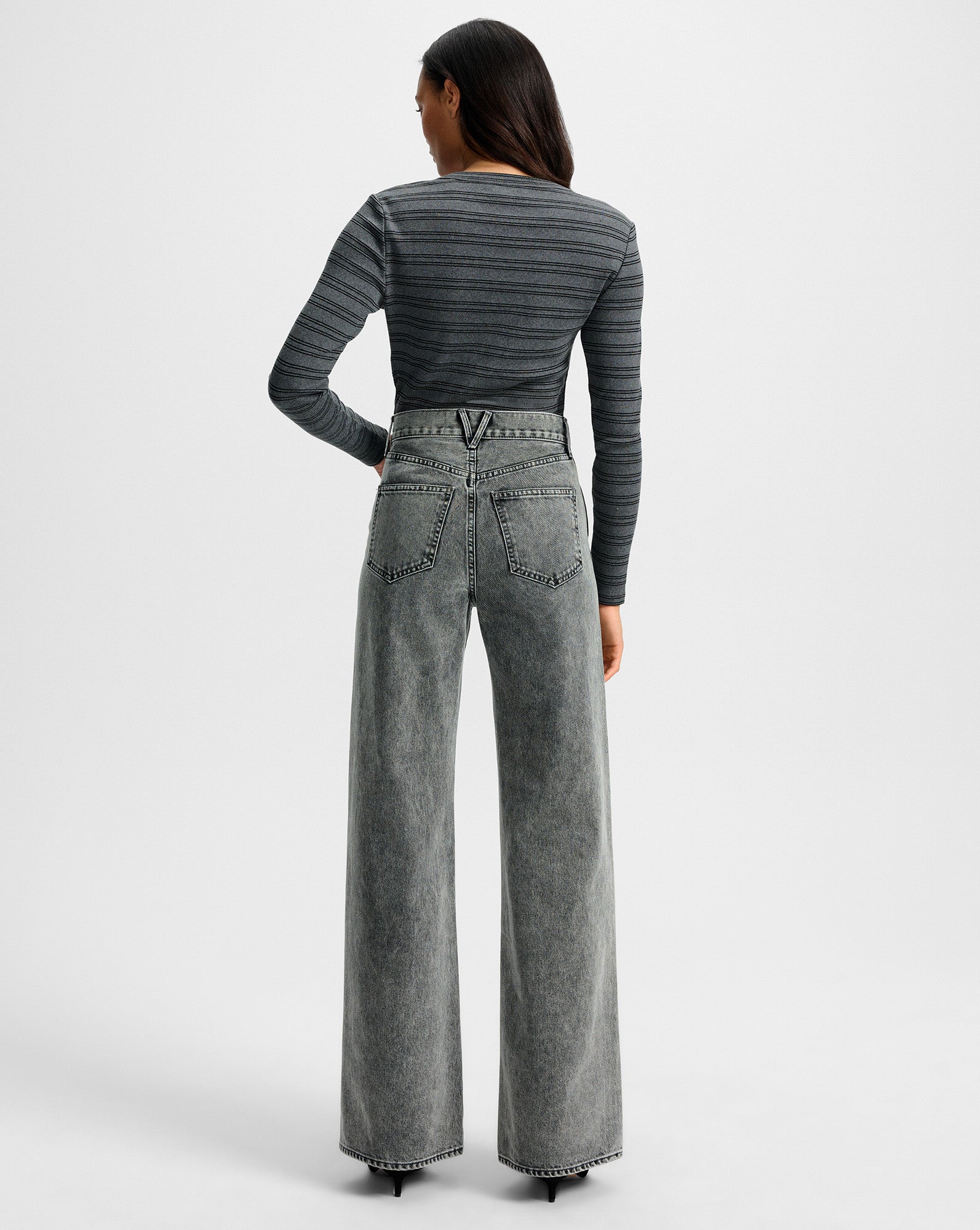 Taylor Wide-Leg Jean in Grey Volcanic Dust | Veronica Beard