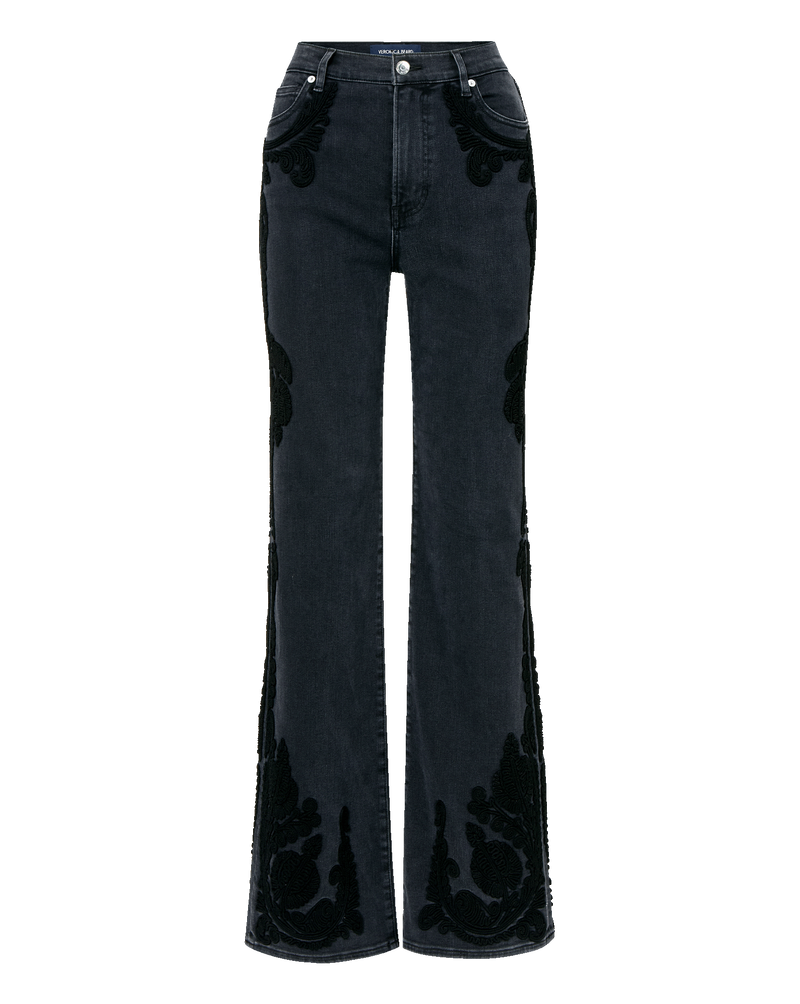 Leah Straight-Leg Jean in Black Denim Washed Onyx | Veronica Beard