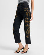 Veronica Beard Daniela Embellished Straight-Leg Jean - Washed Onyx
