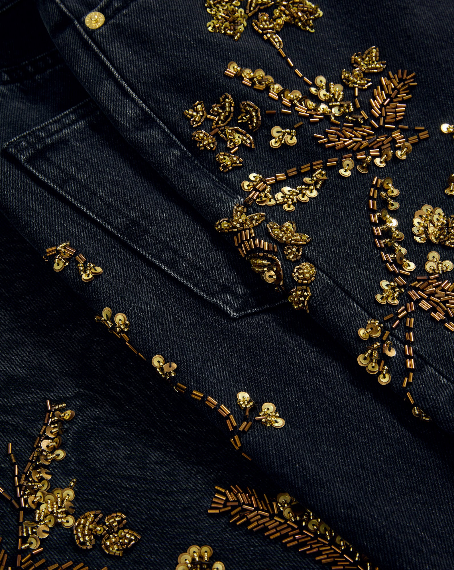 Daniela Embellished Straight-Leg Jean in Washed Black Onyx