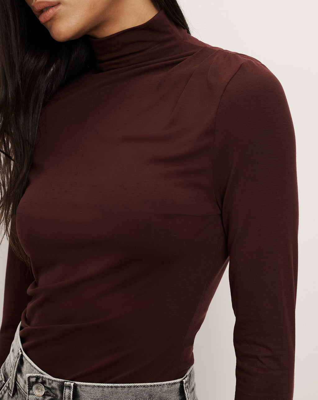 Veronica Beard Mylie Mock-Neck Top - Raisin